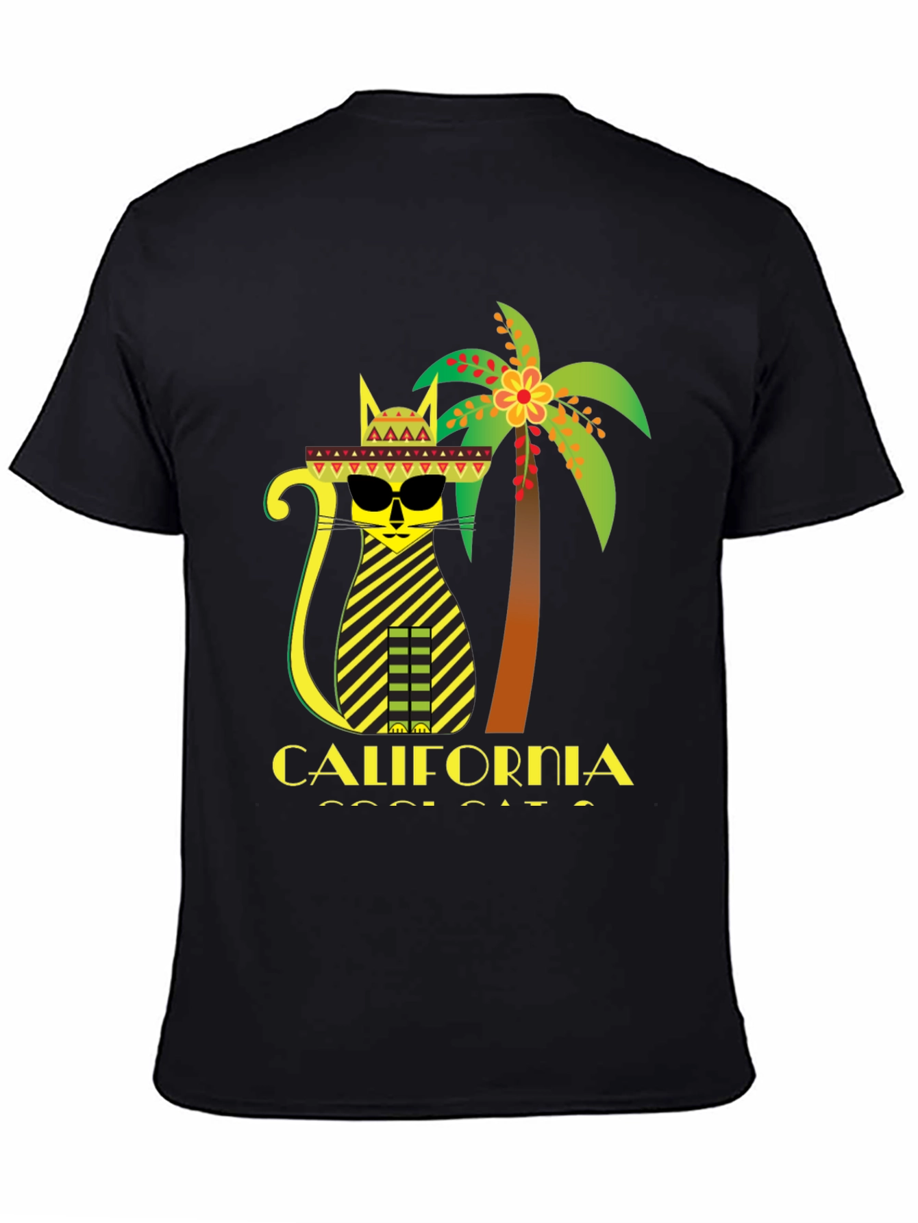 California Cool Cat T-Shirt - Black Graphic Tee