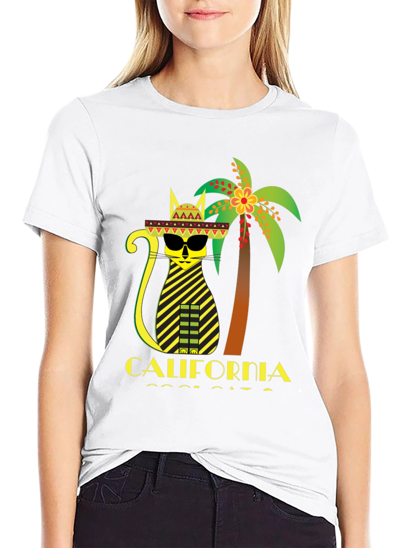 California Cool Cat T-Shirt - Black Graphic Tee