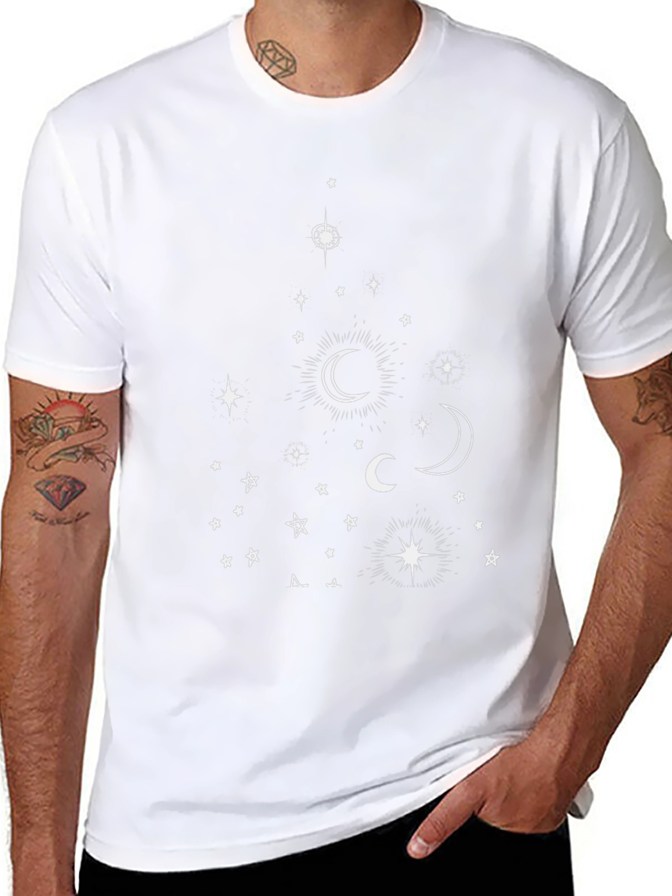 Celestial Print T-Shirt - Black Cotton Tee