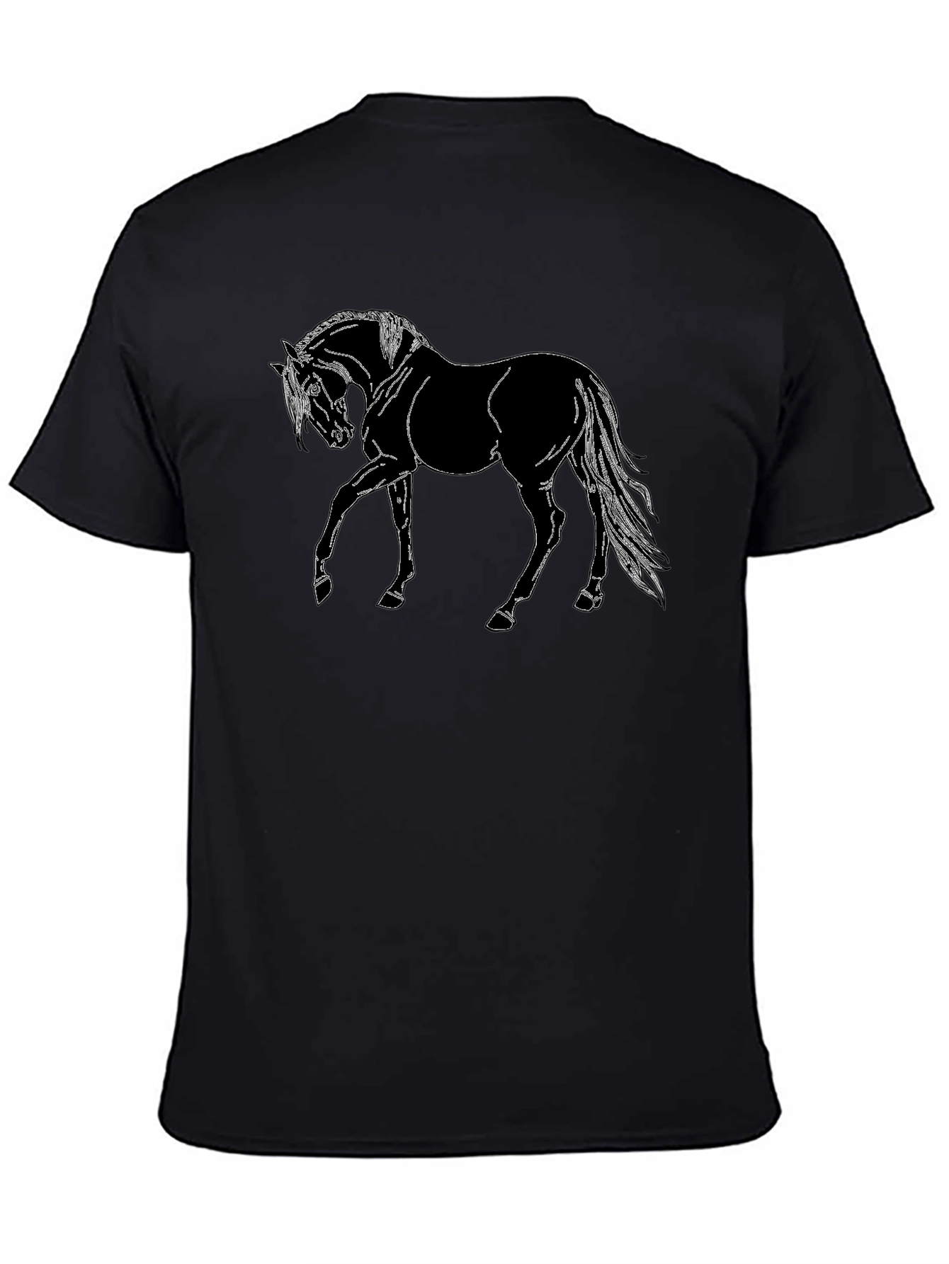 Mens Black Horse Graphic T-Shirt