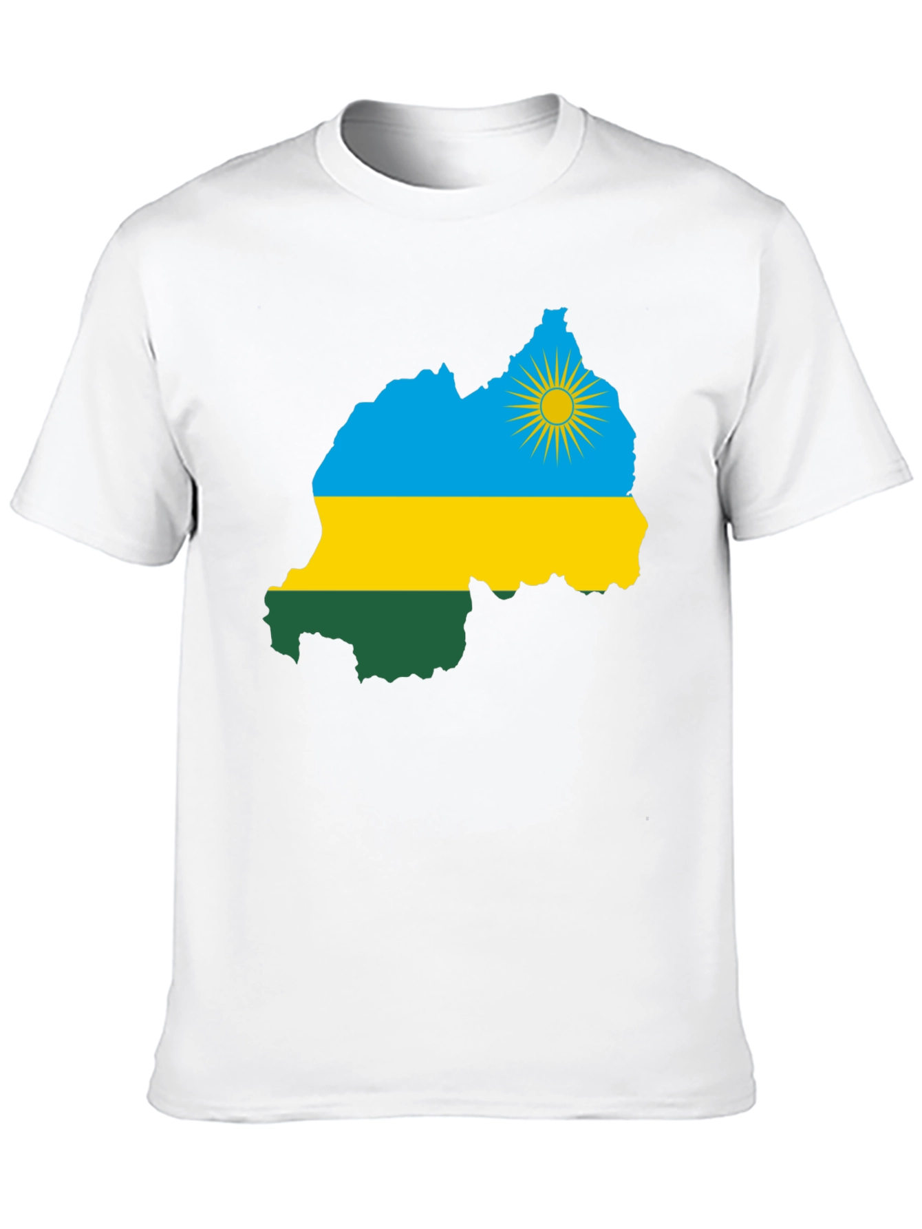 Rwanda Flag Map Black T-Shirt