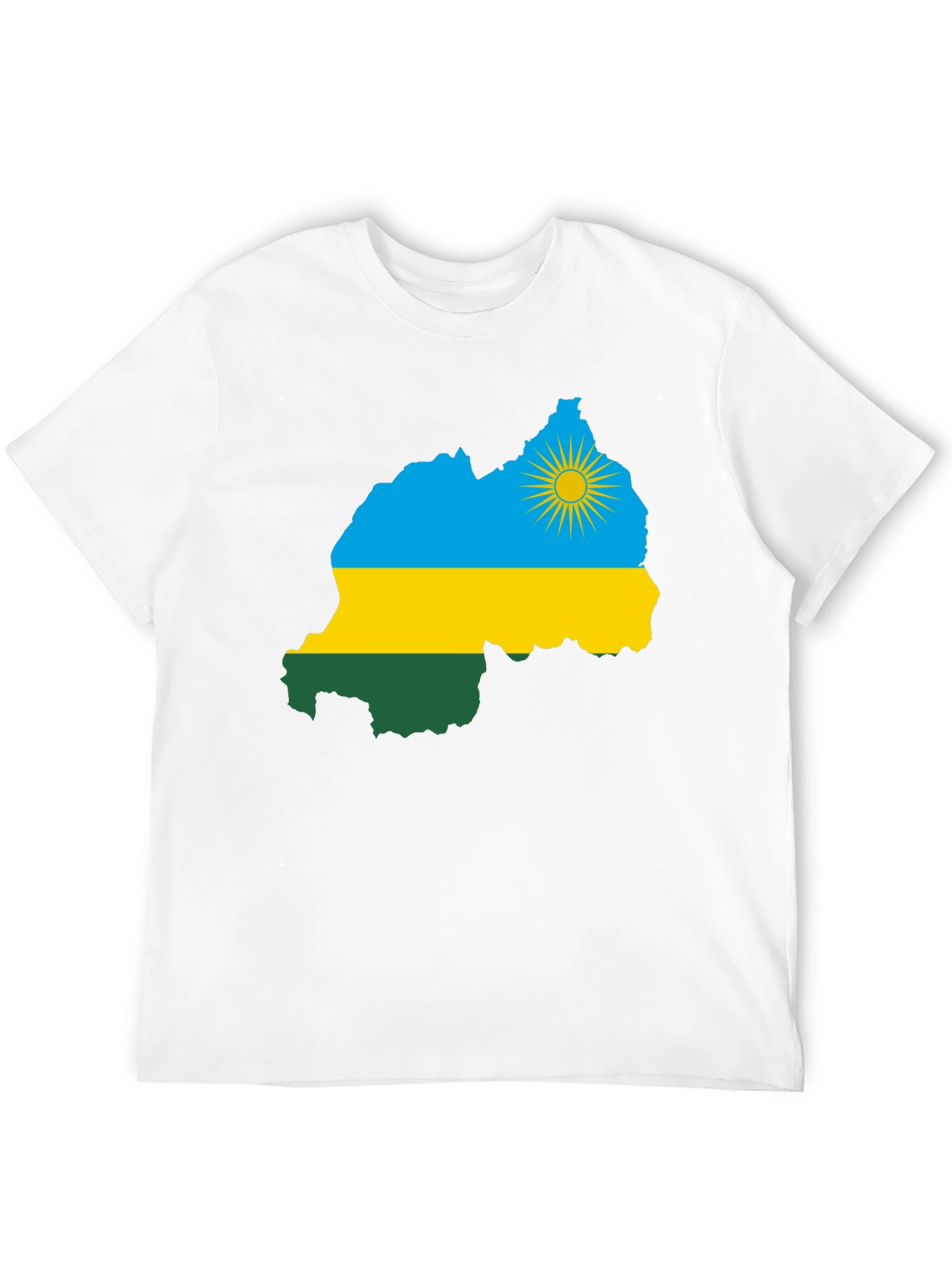 Rwanda Flag Map Black T-Shirt