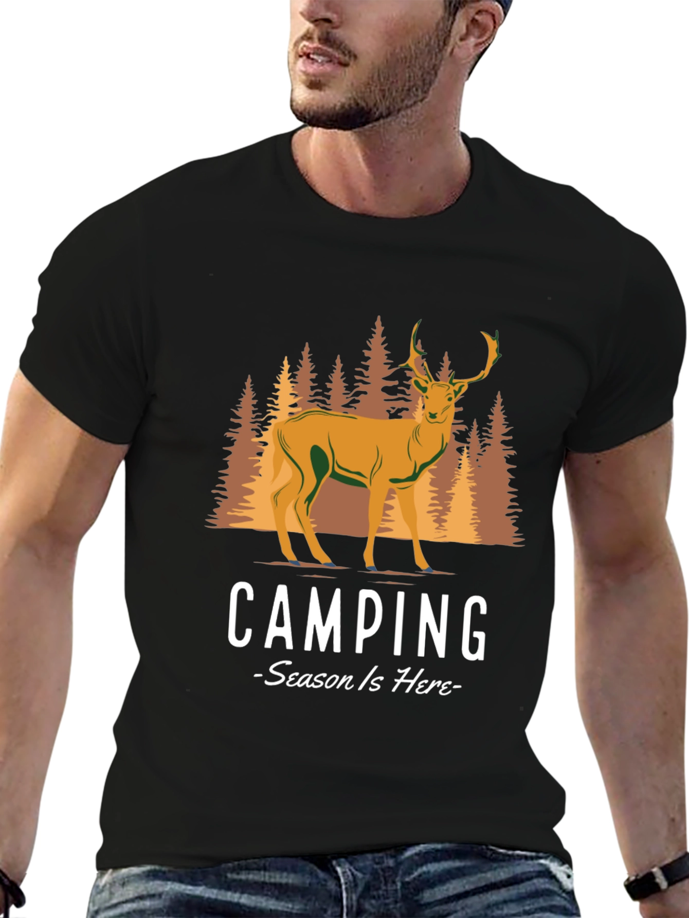 Camping Season Deer Graphic Tee
