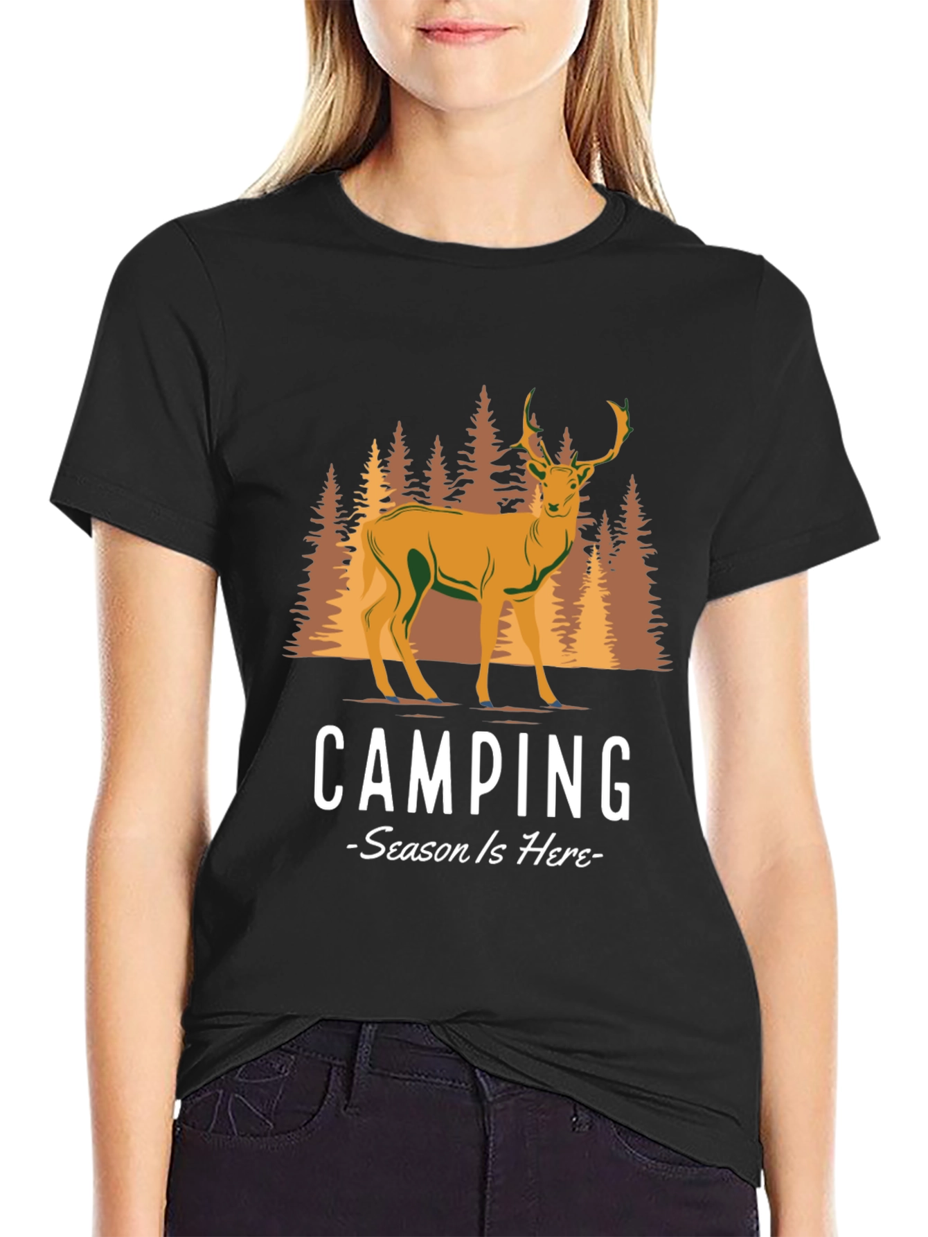 Camping Season Deer Graphic Tee
