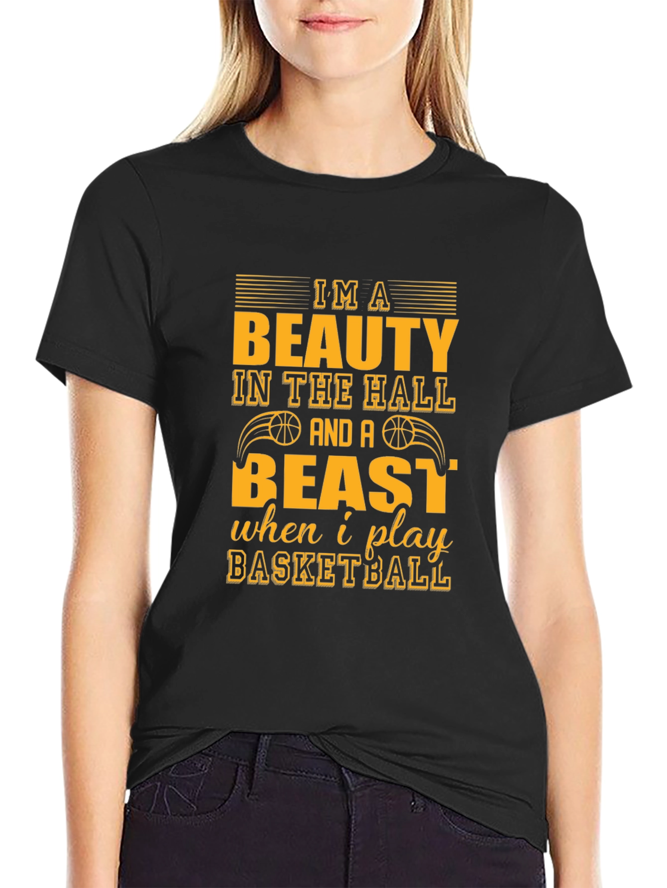 Basketball Beauty and Beast Graphic Tee