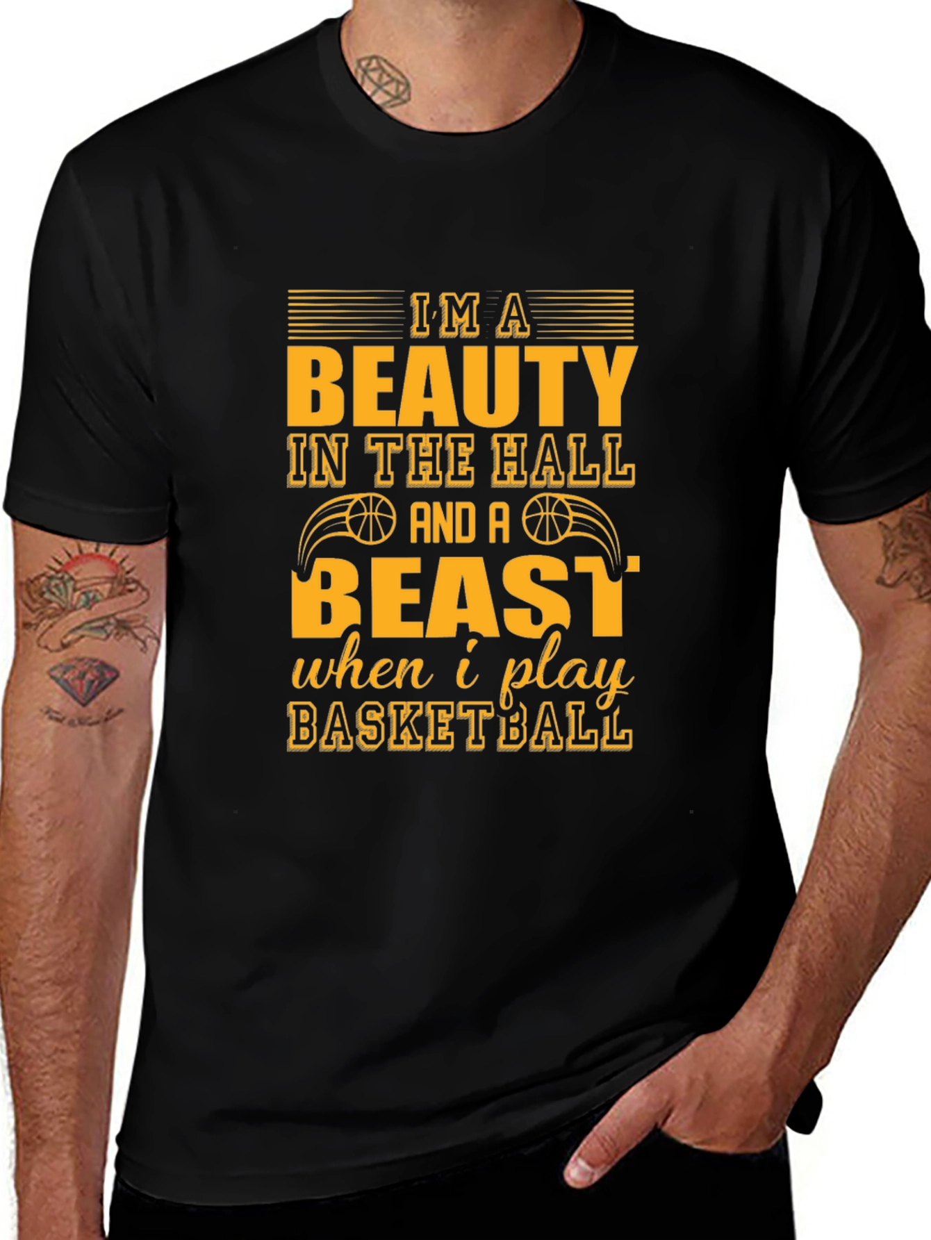 Basketball Beauty and Beast Graphic Tee