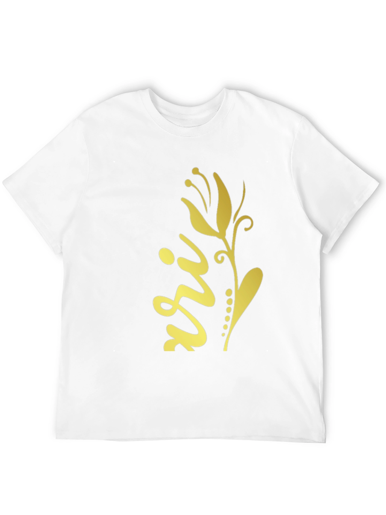 Stylish Black Tee with Gold Floral Design