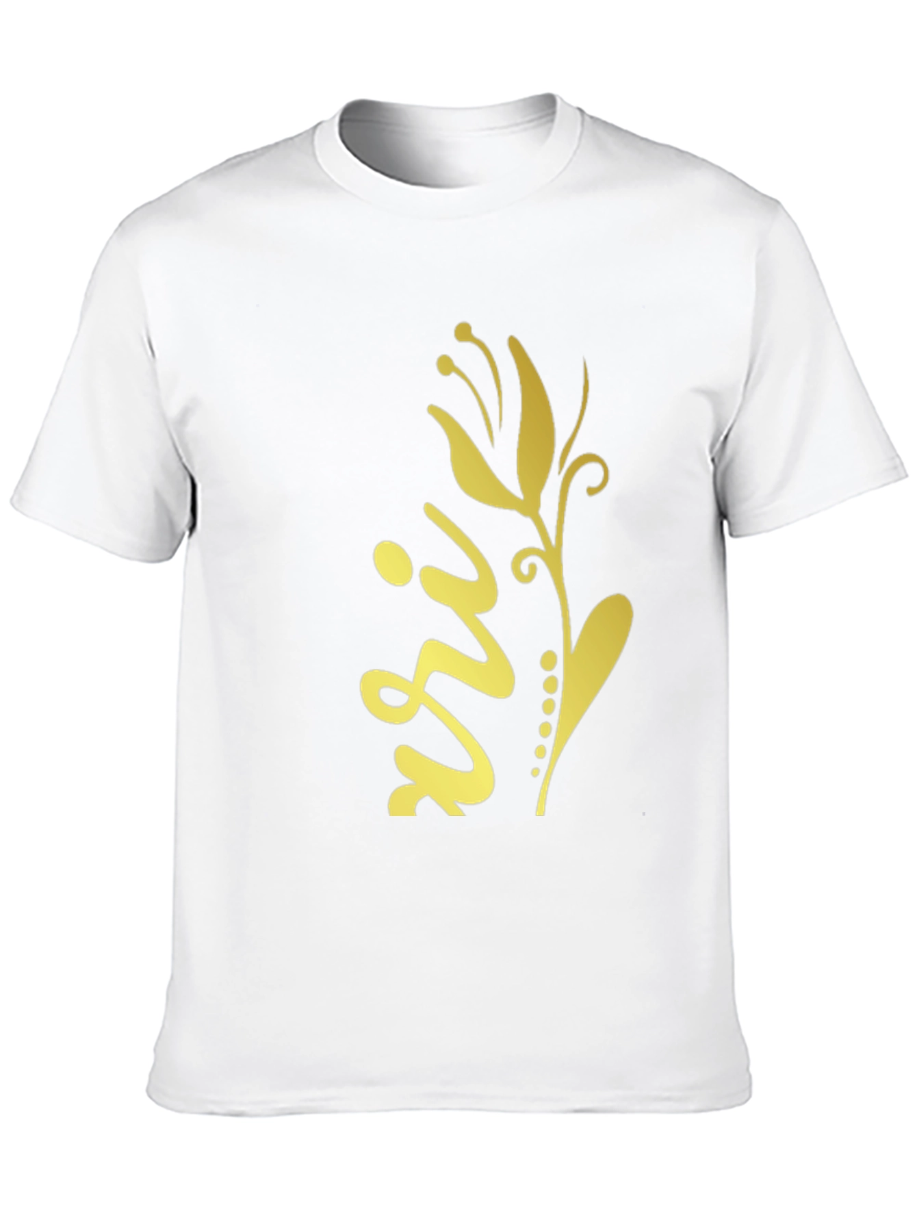 Stylish Black Tee with Gold Floral Design