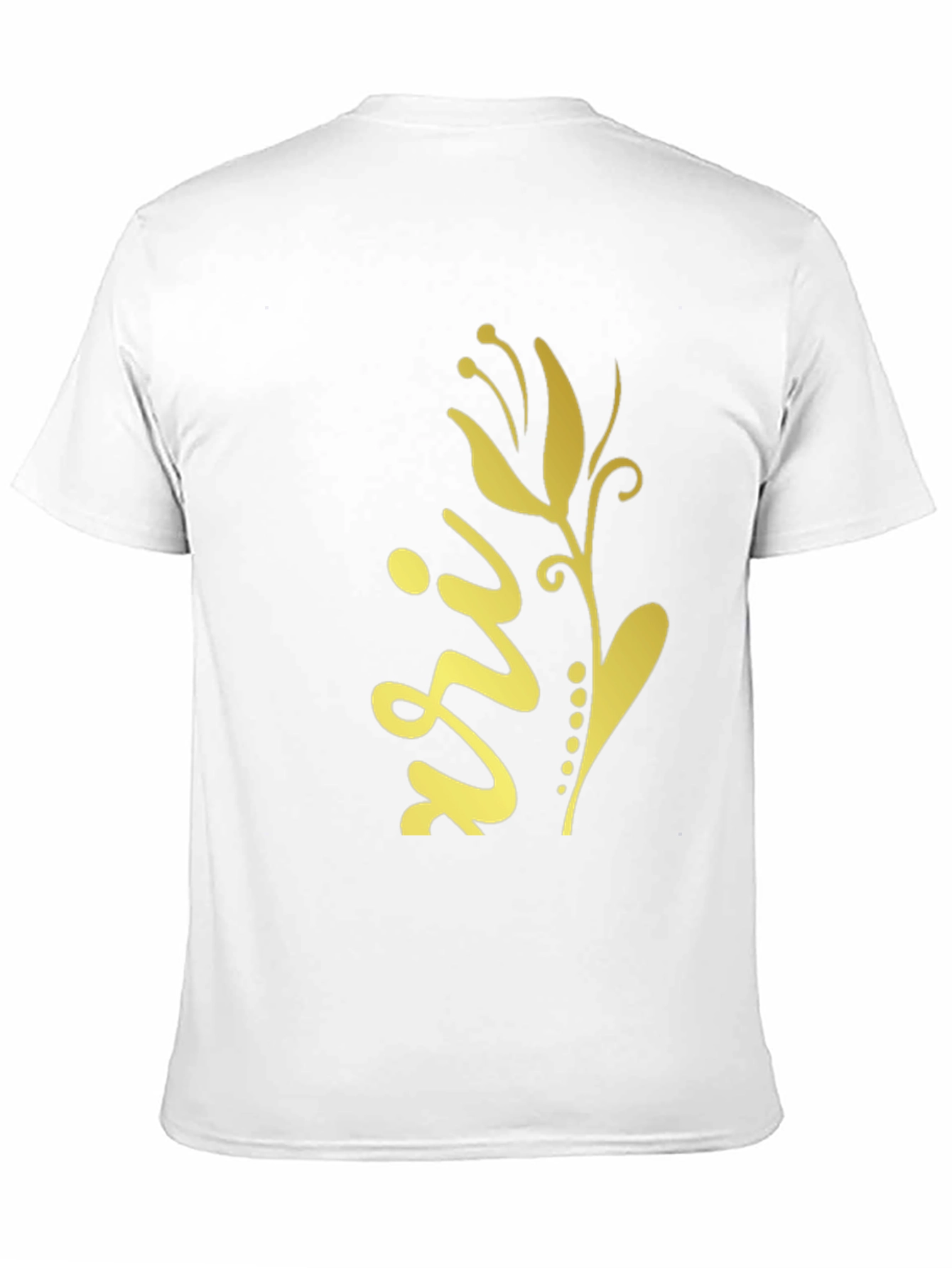 Stylish Black Tee with Gold Floral Design