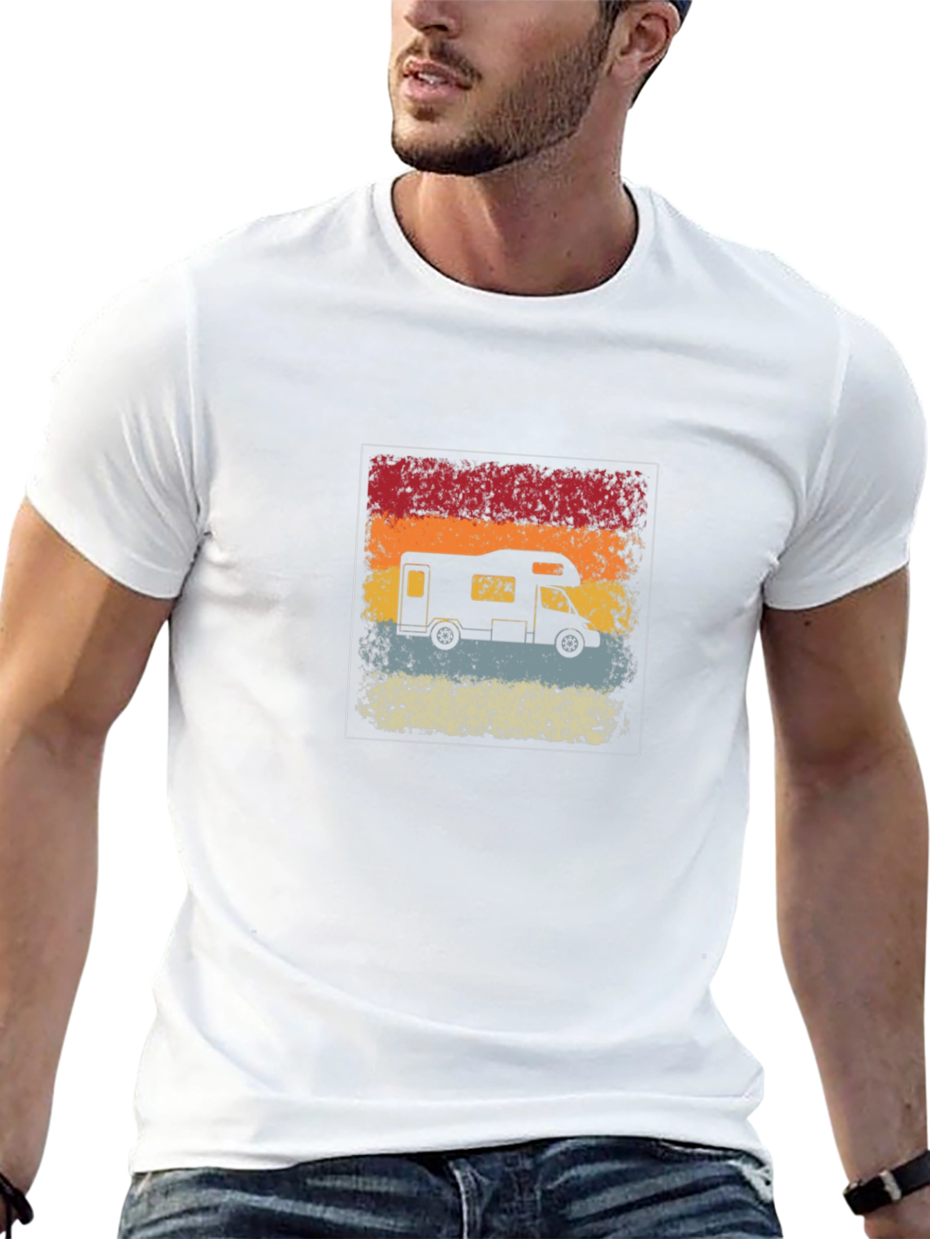 Retro RV Camper Graphic T-Shirt - Black