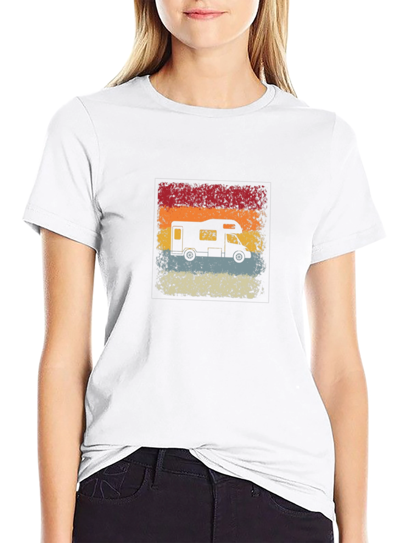Retro RV Camper Graphic T-Shirt - Black