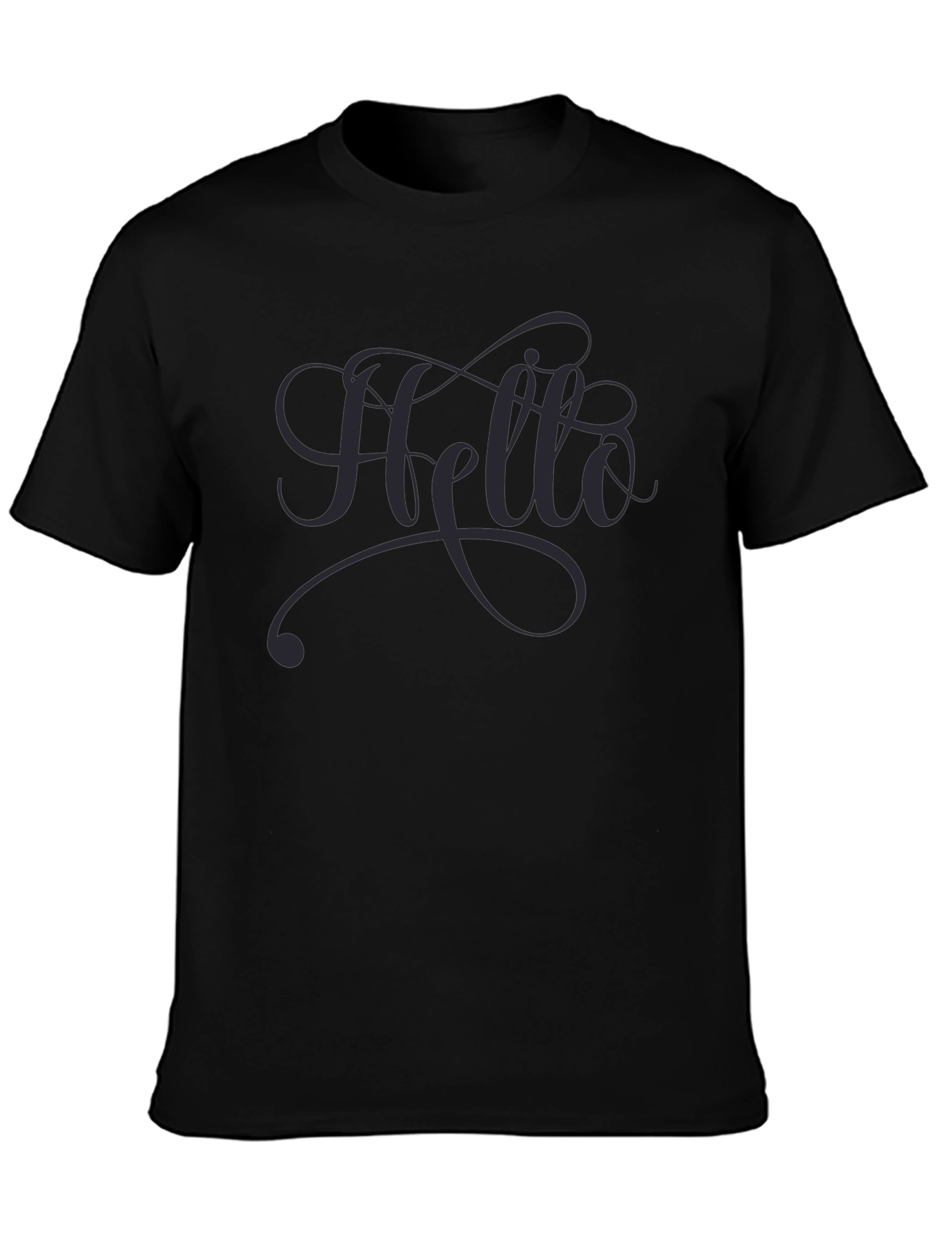Hello Script Tee - Black Casual T-Shirt