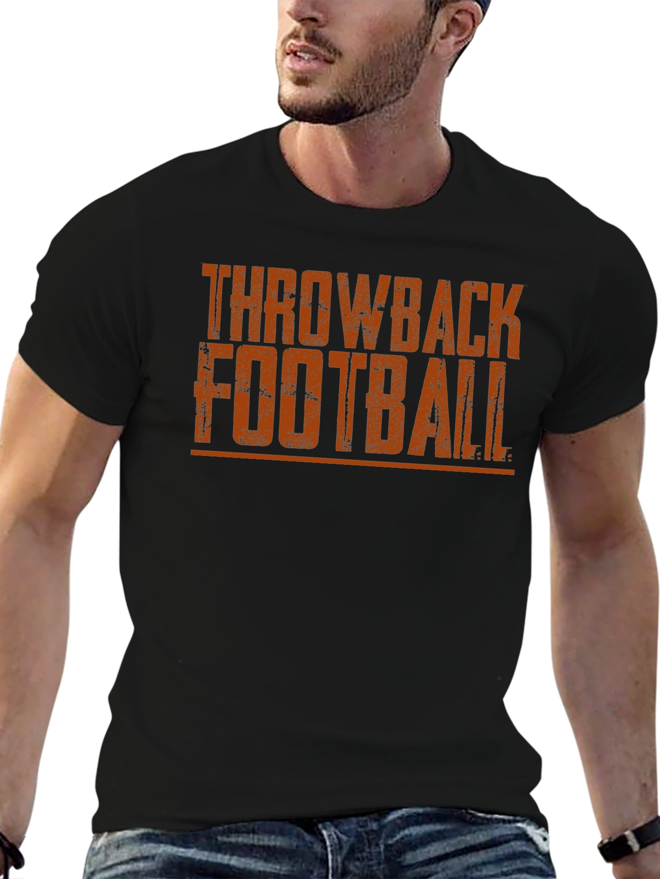 Throwback Football Graphic Tee - Black