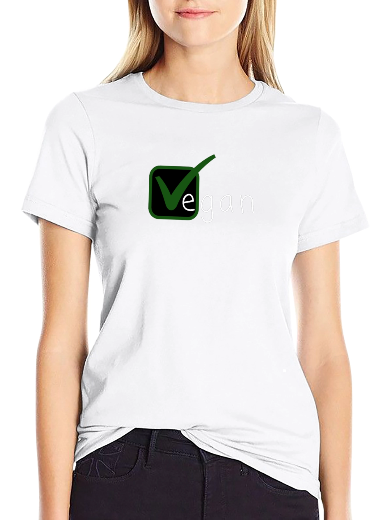 Vegan Checkmark T-Shirt - Black
