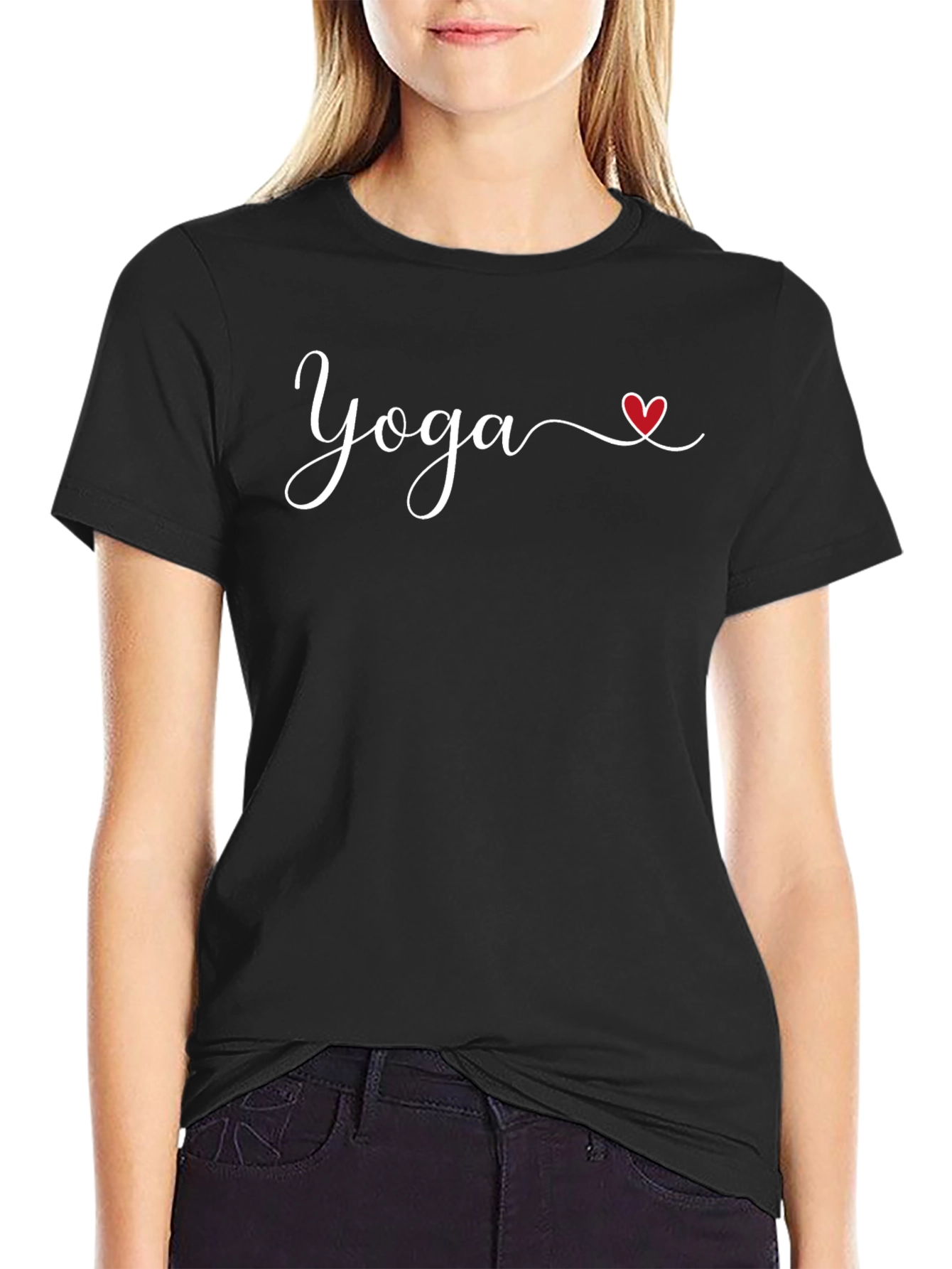 Yoga Heart Graphic Tee - Black