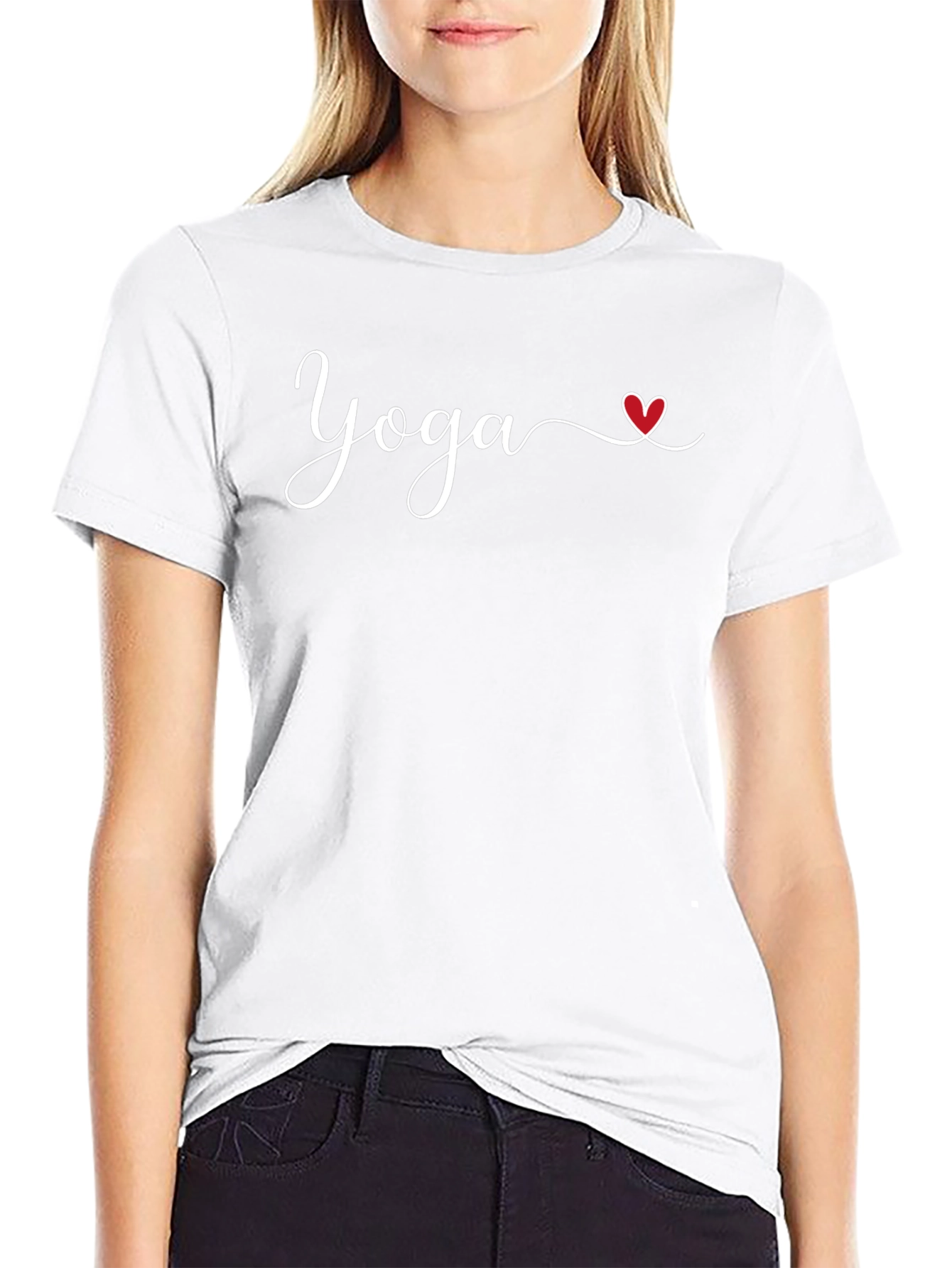 Yoga Heart Graphic Tee - Black