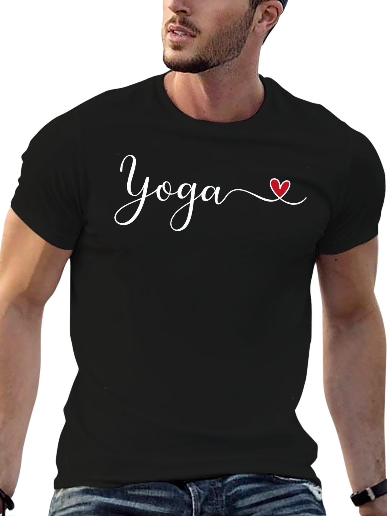 Yoga Heart Graphic Tee - Black