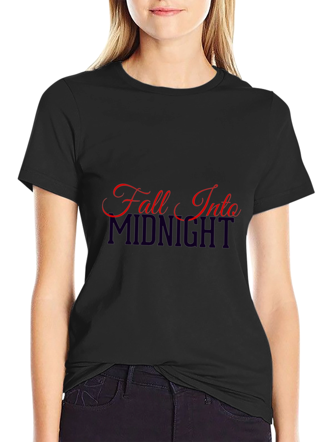 Fall Into Midnight Graphic T-Shirt - Stylish Black Tee