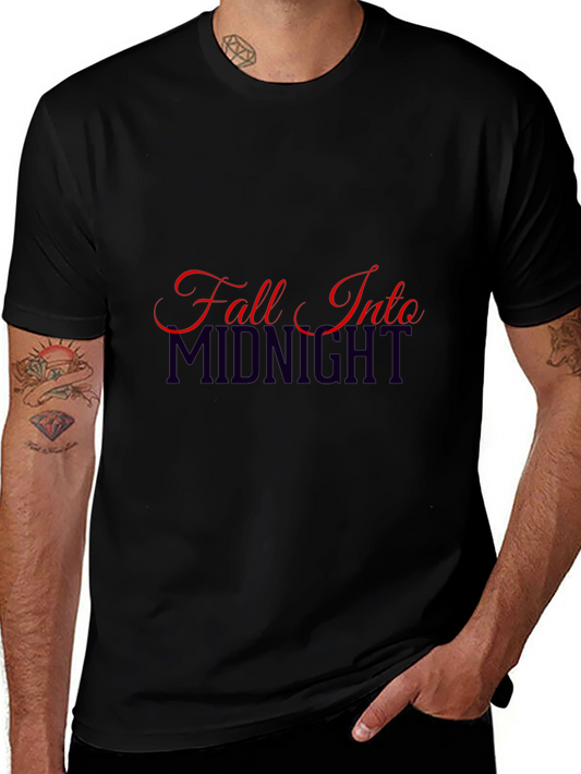 Fall Into Midnight Graphic T-Shirt - Stylish Black Tee