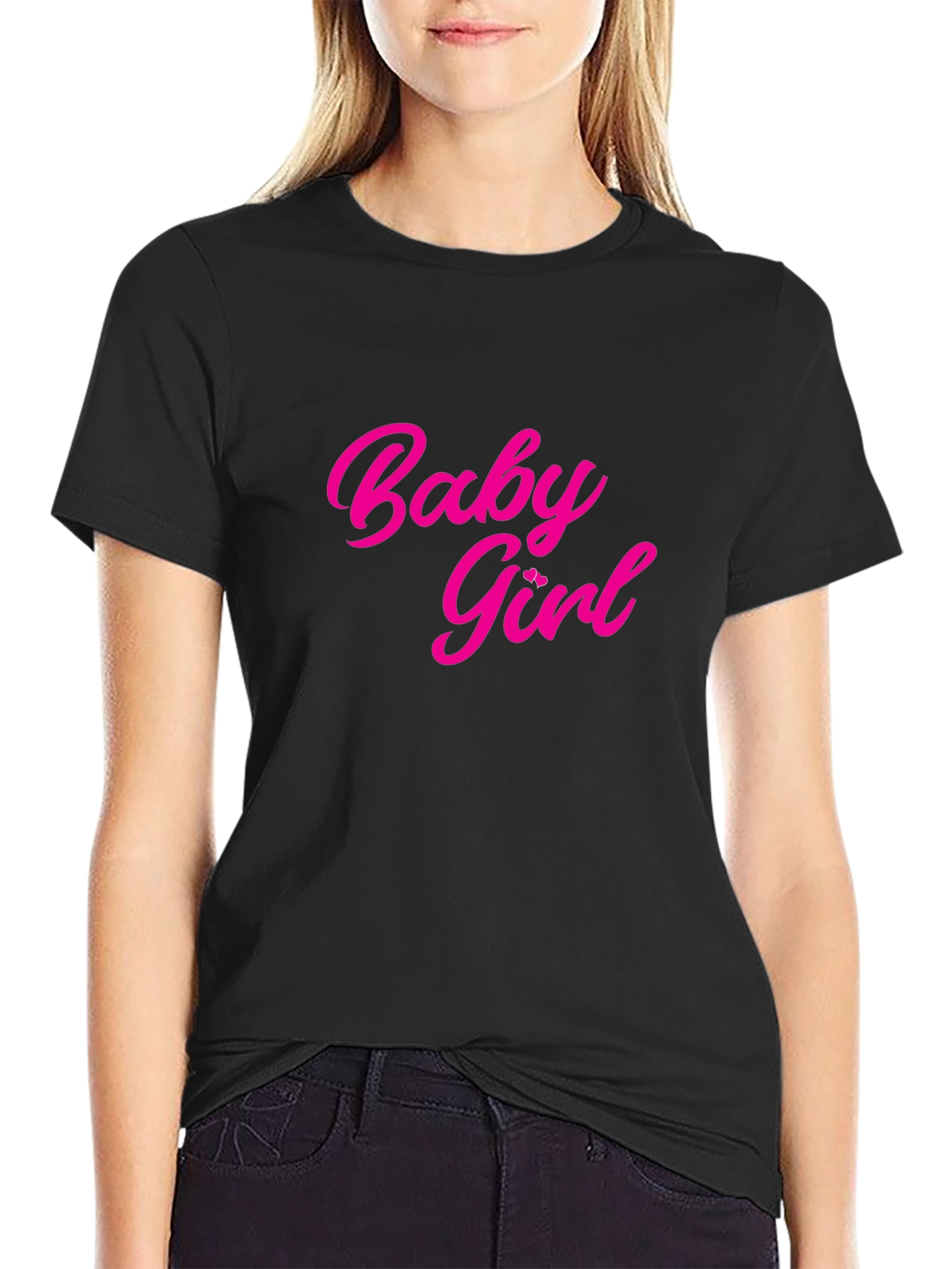 Baby Girl Pink Graphic Black T-Shirt