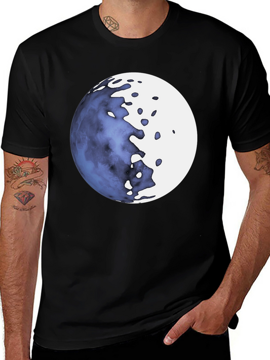 Abstract Moon Graphic Black T-Shirt