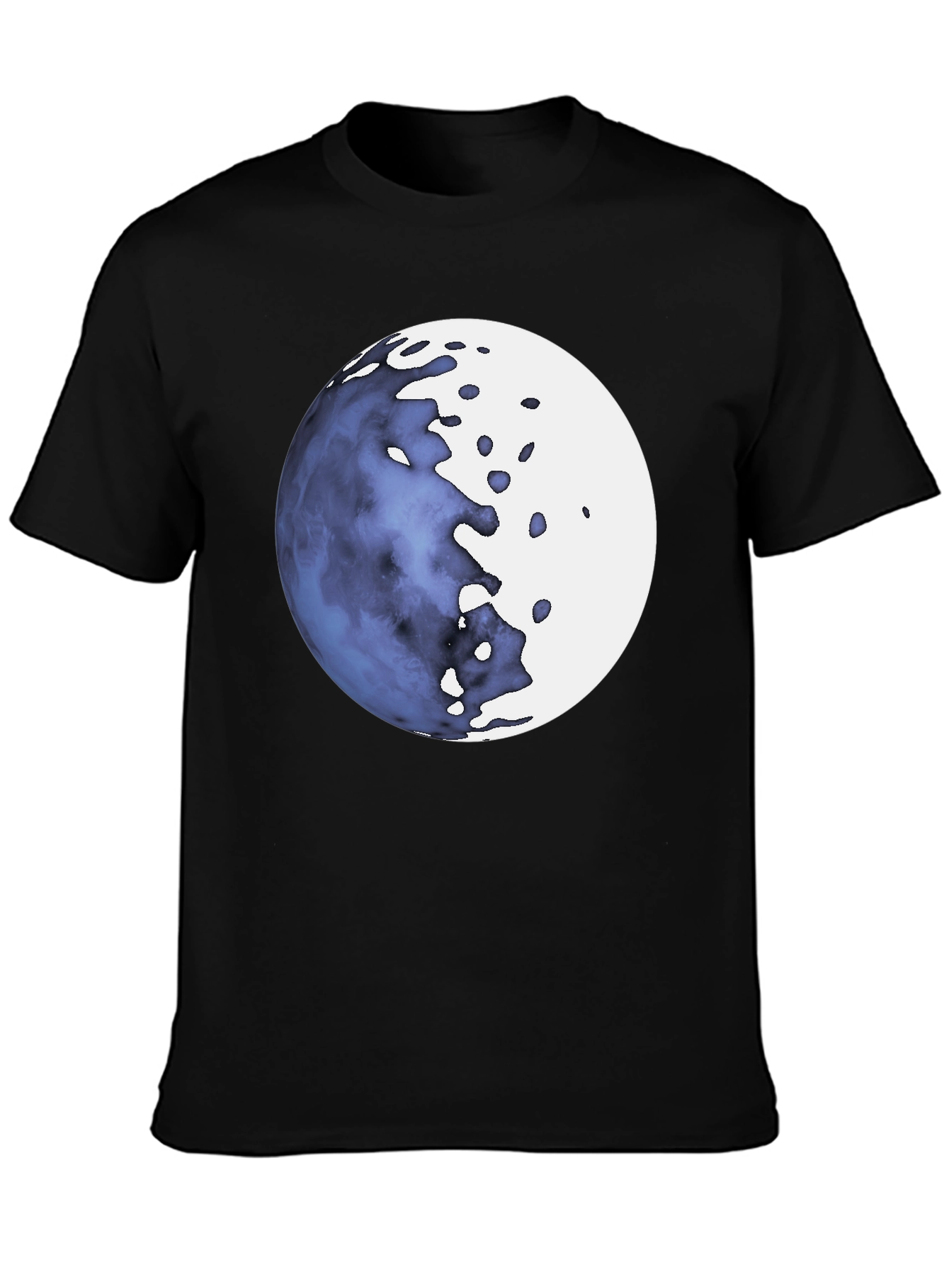 Abstract Moon Graphic Black T-Shirt