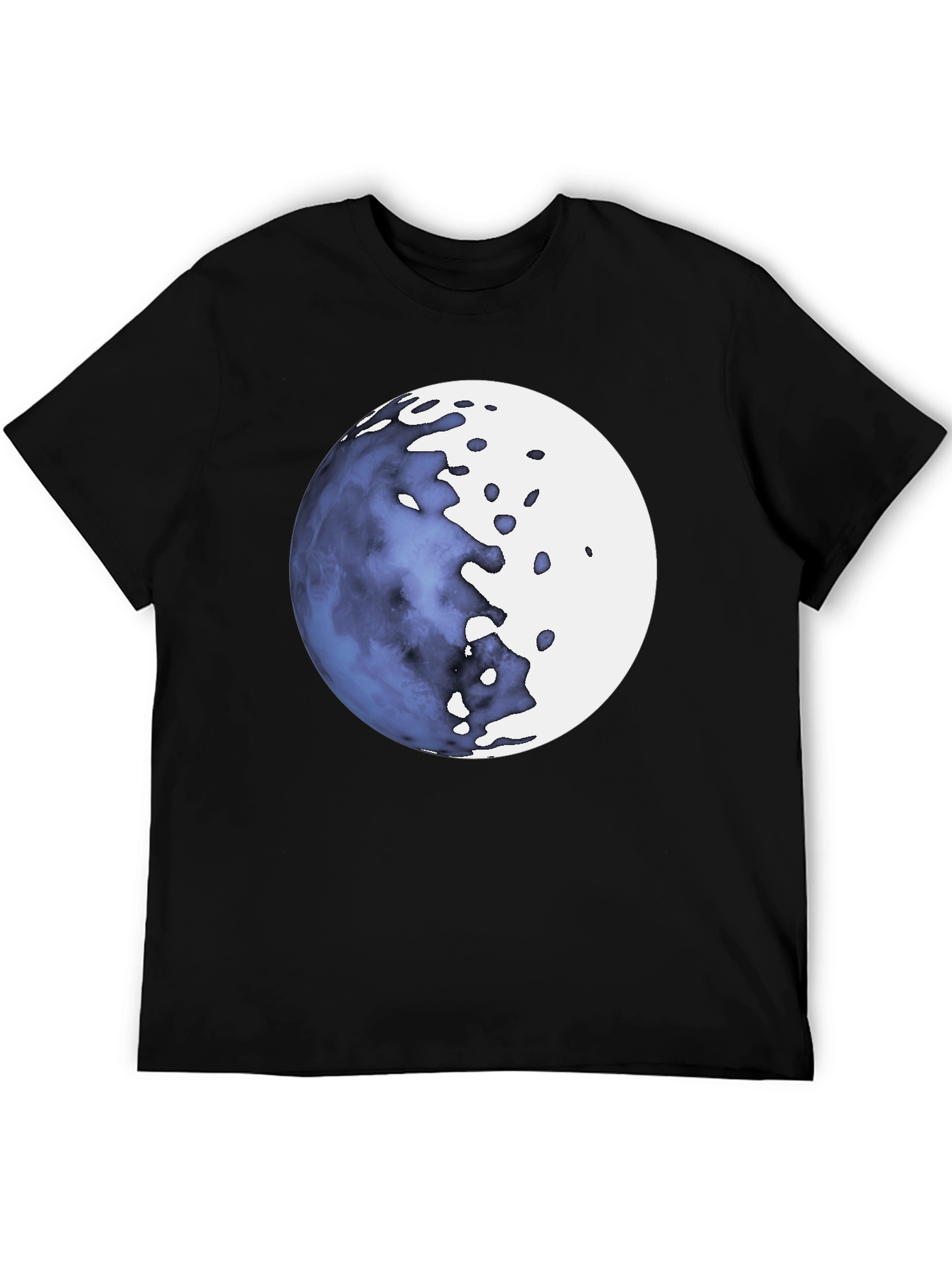 Abstract Moon Graphic Black T-Shirt