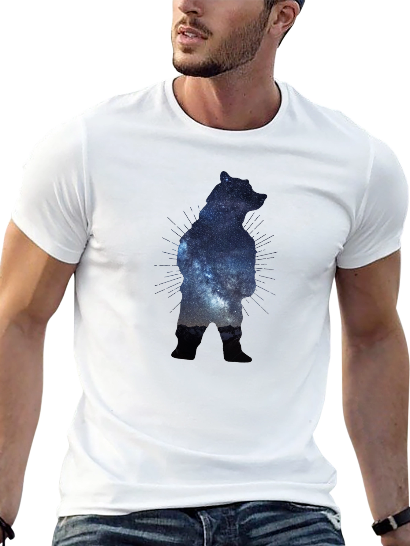 Galaxy Bear Graphic Black T-Shirt