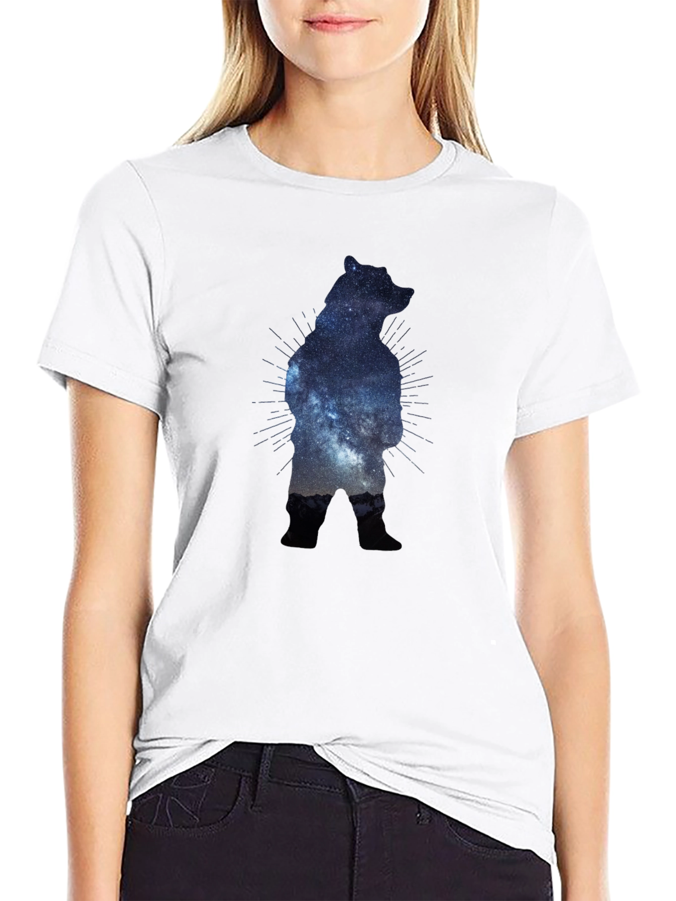 Galaxy Bear Graphic Black T-Shirt