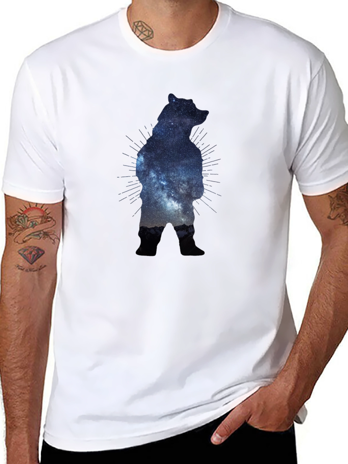 Galaxy Bear Graphic Black T-Shirt