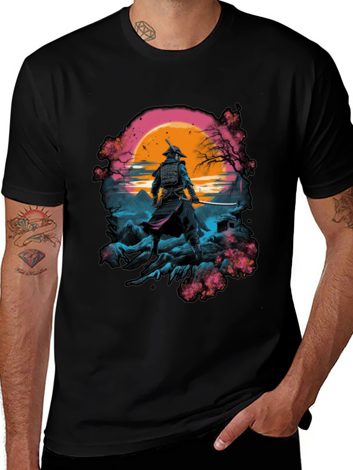Samurai Sunset Graphic T-Shirt - Martial Arts Tee