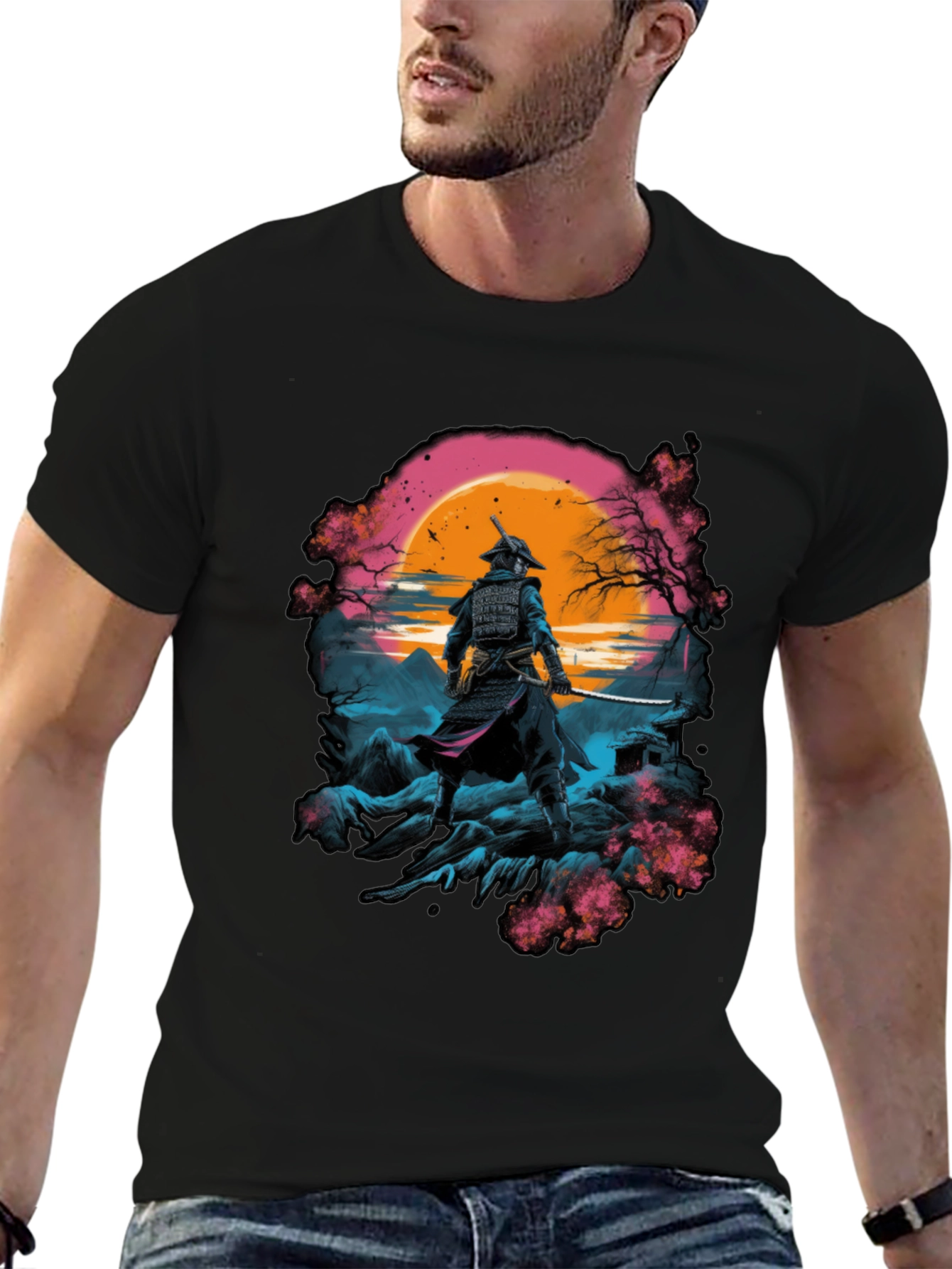 Samurai Sunset Graphic T-Shirt - Martial Arts Tee