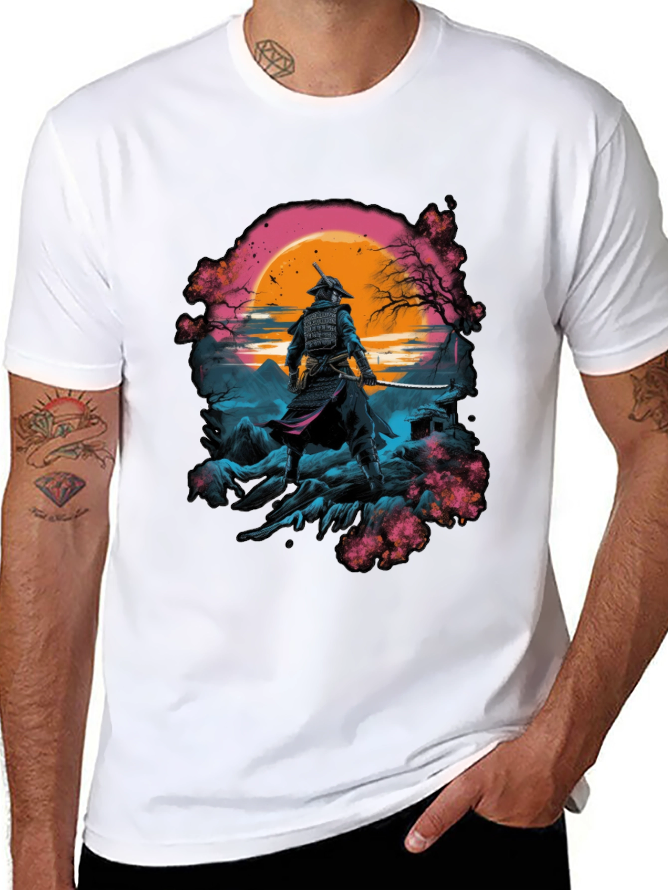Samurai Sunset Graphic T-Shirt - Martial Arts Tee