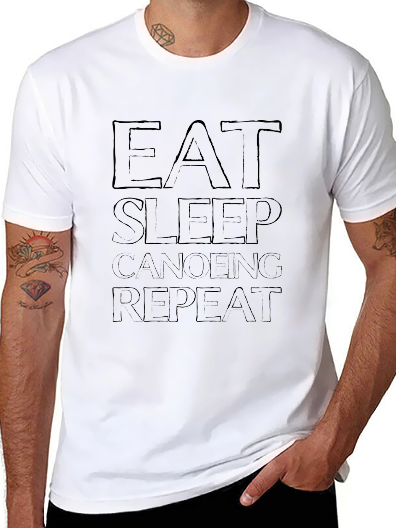 Eat Sleep Canoeing Repeat Black T-Shirt