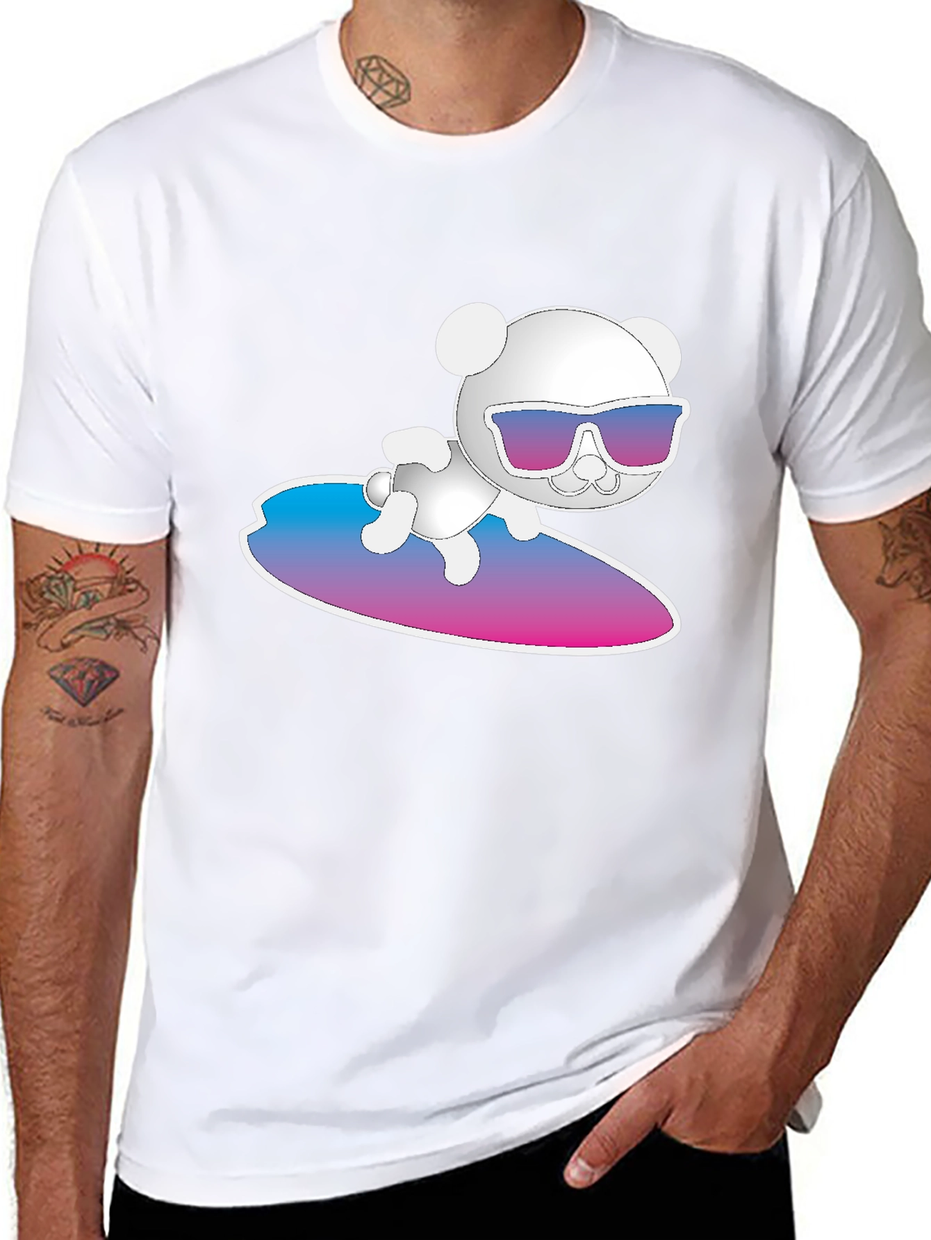 Cool Bear Surfing Graphic T-Shirt