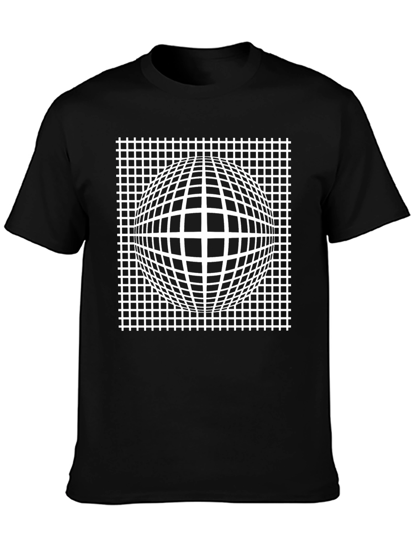 Optical Illusion T-Shirt - Grid Sphere Design