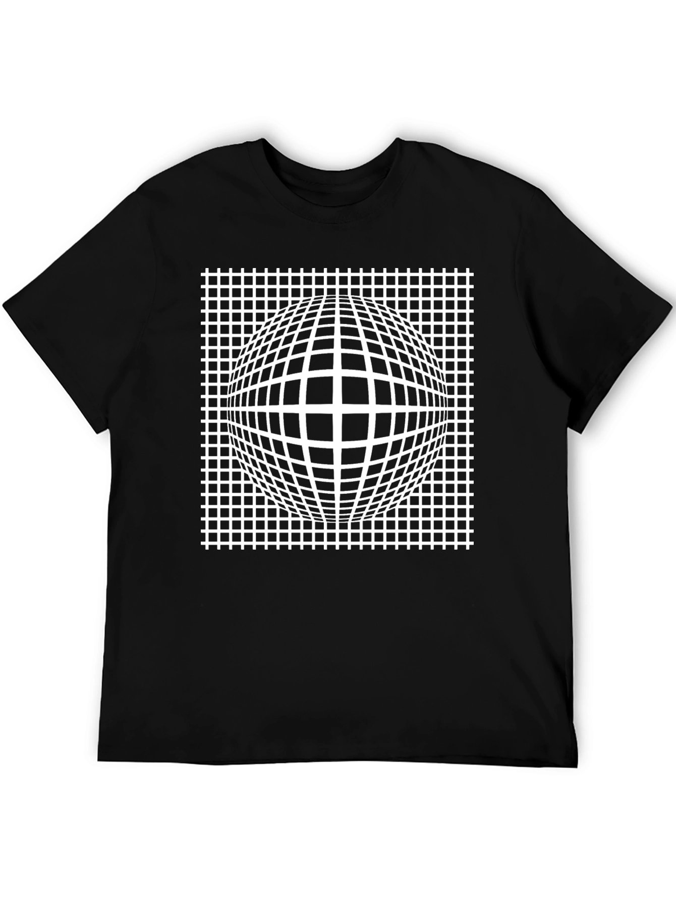 Optical Illusion T-Shirt - Grid Sphere Design