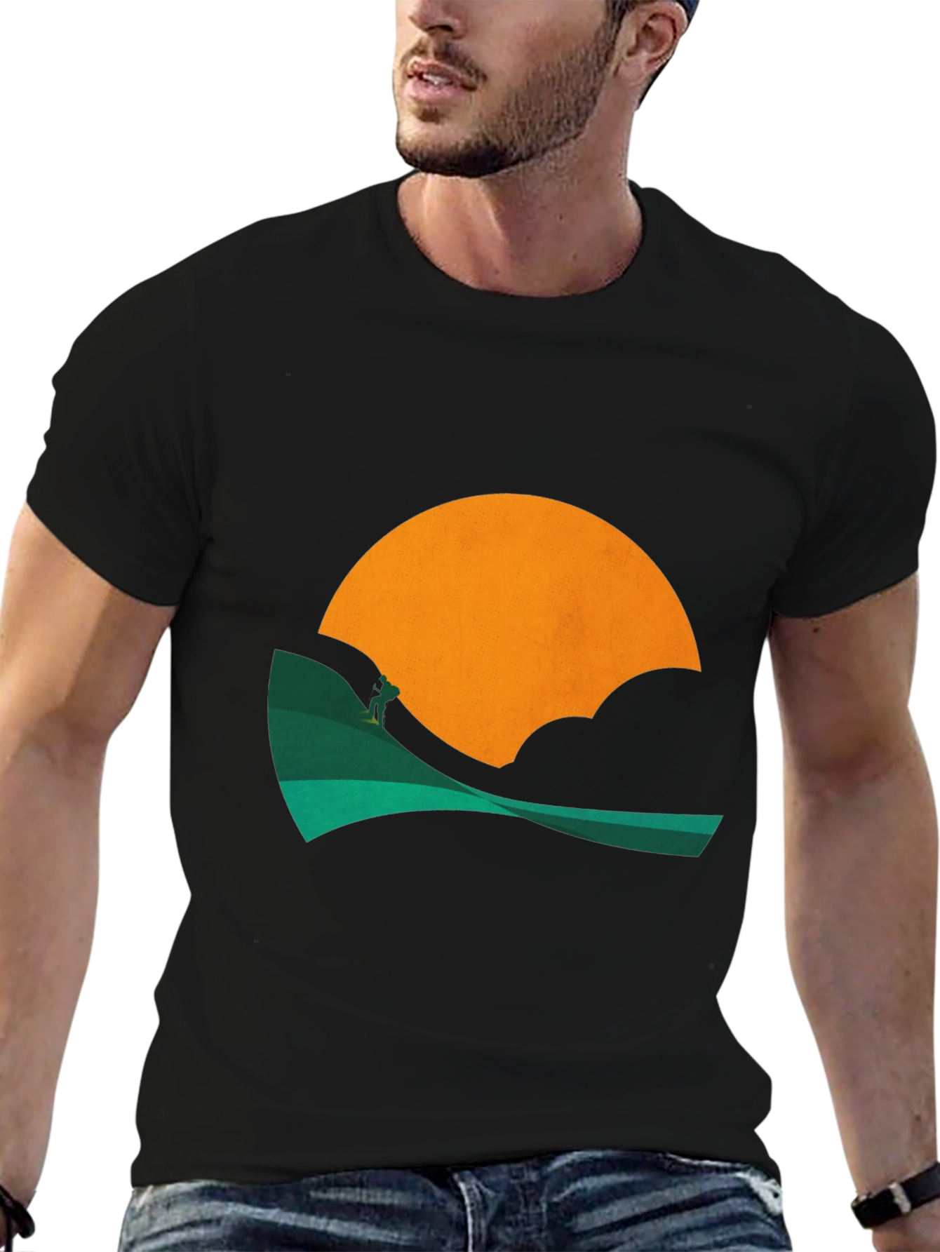 Sunset Hiker Graphic Tee - Black