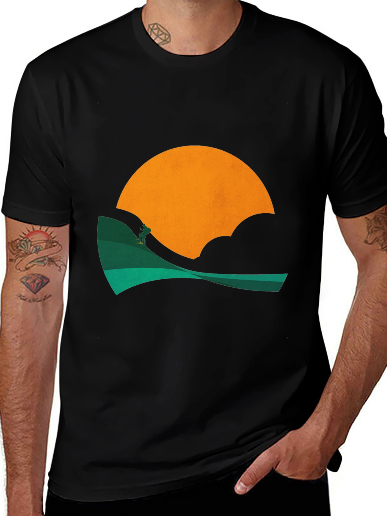 Sunset Hiker Graphic Tee - Black