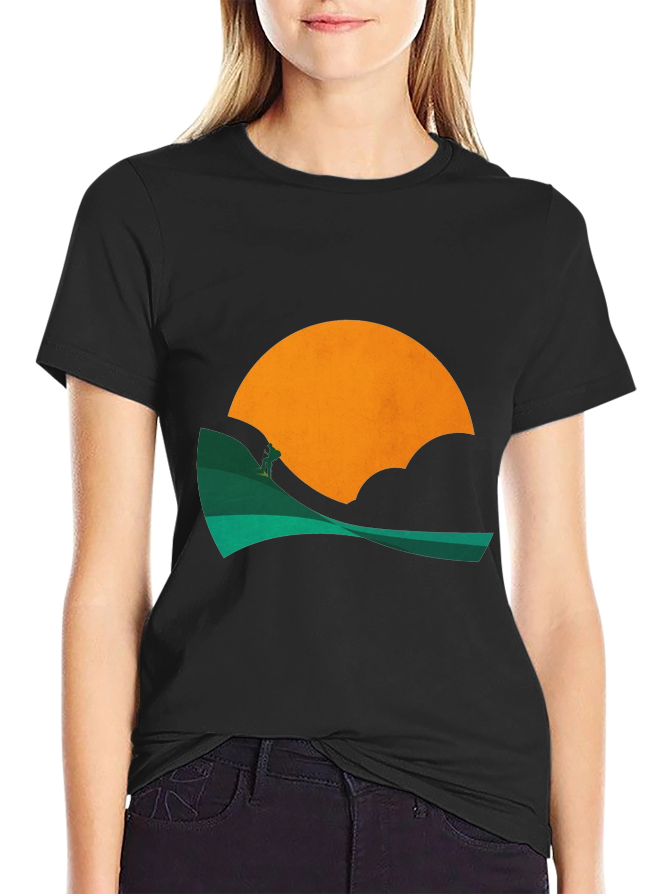 Sunset Hiker Graphic Tee - Black