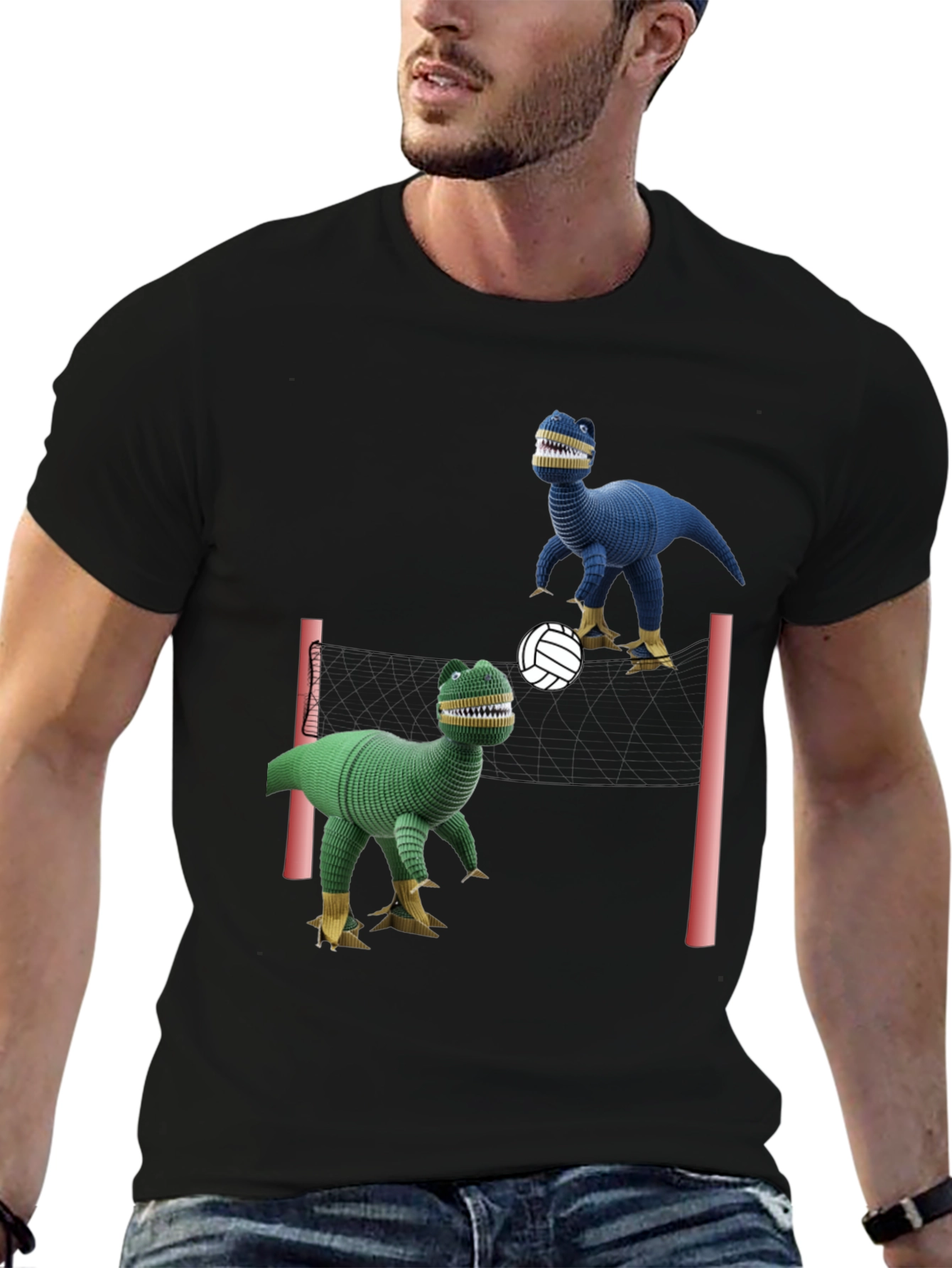 Dino Volleyball Black T-Shirt
