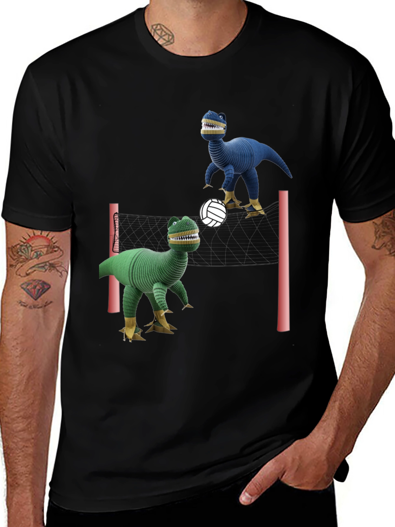 Dino Volleyball Black T-Shirt