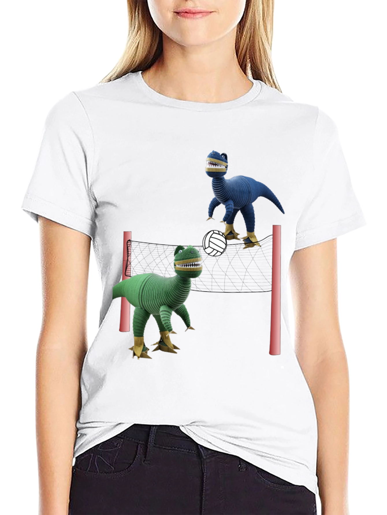 Dino Volleyball Black T-Shirt