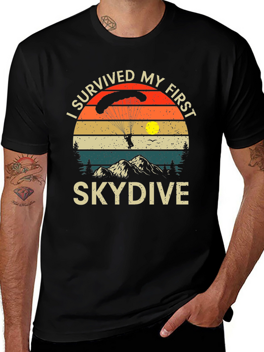 I Survived My First Skydive Graphic Tee - Retro Style