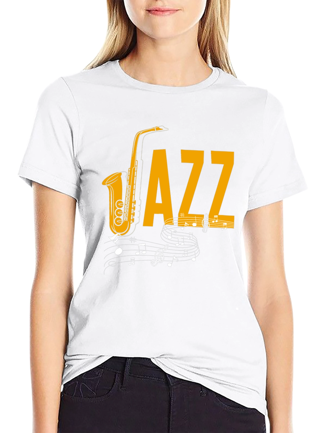 Jazz Music T-Shirt - Saxophone & Notes Graphic Tee