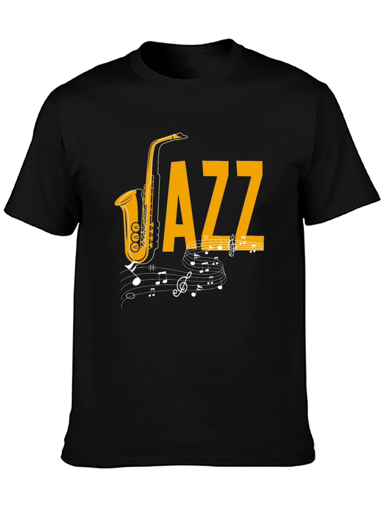 Jazz Music T-Shirt - Saxophone & Notes Graphic Tee