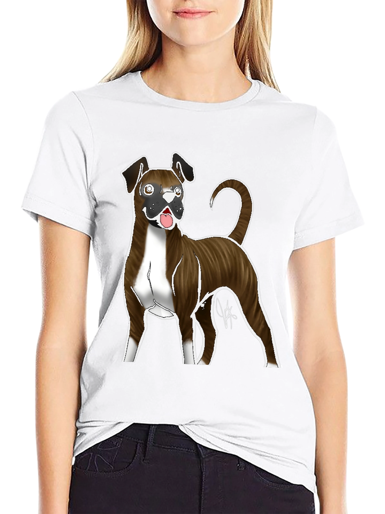 Boxer Dog Graphic Tee - Mens Black T-Shirt