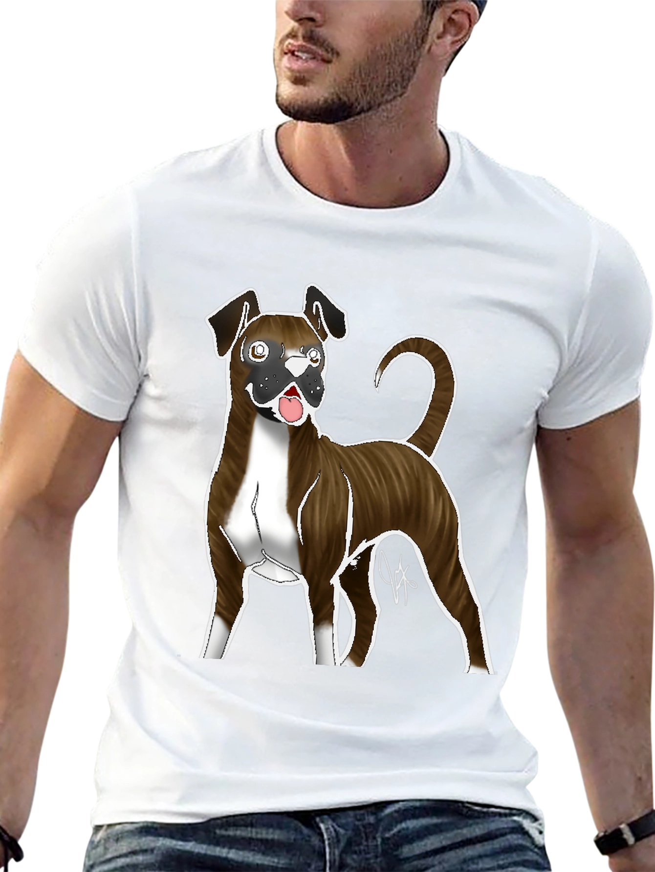 Boxer Dog Graphic Tee - Mens Black T-Shirt