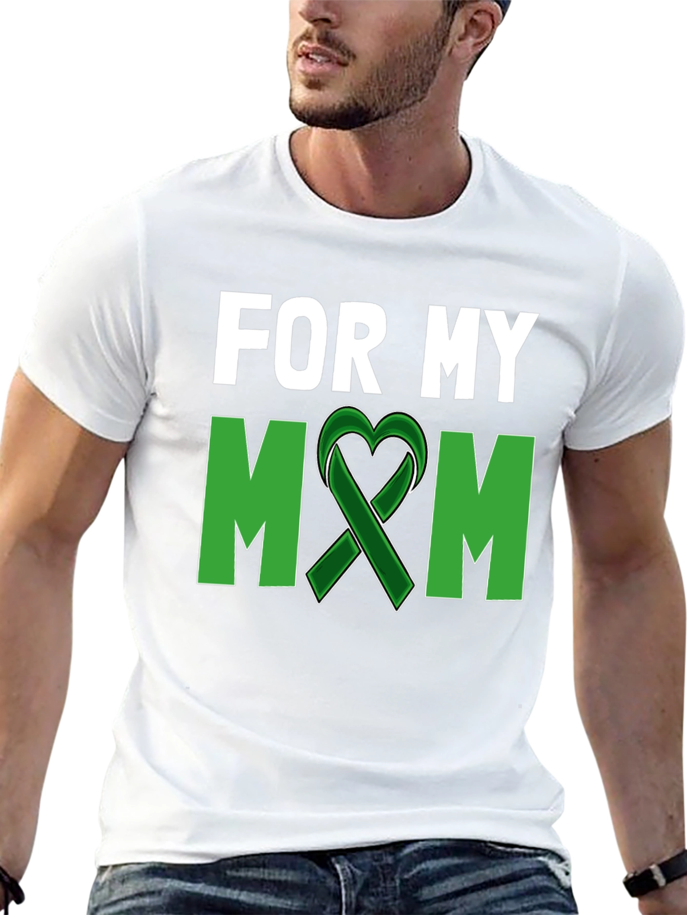 For My Mom T-Shirt - Green Ribbon Heart