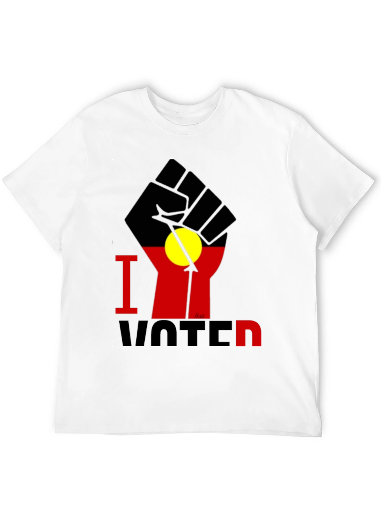 I Voted T-Shirt - Aboriginal Flag Fist Design